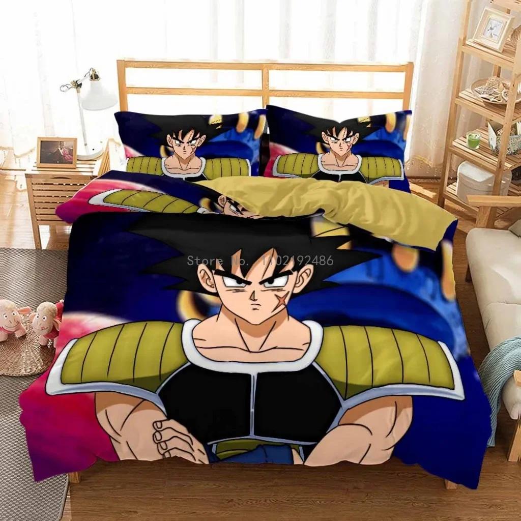 2D Print Anime Dragon Ball Super Saiyan Son Goku Duvet Cover Bedding Set Double Twin For Kids Bedclothes Quilt Cover Gi