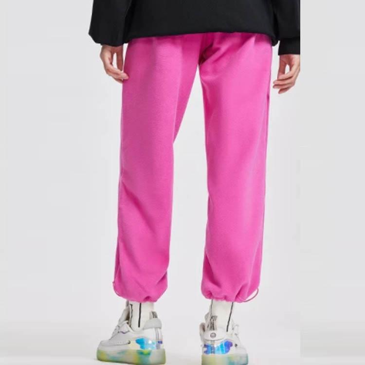 Li Ning X Disney Toy Story Strawberry Bear Series Solid Color Fleece Warm Loose Sports Long Pants Women Bottoms Rose-Purple AKLR742-1