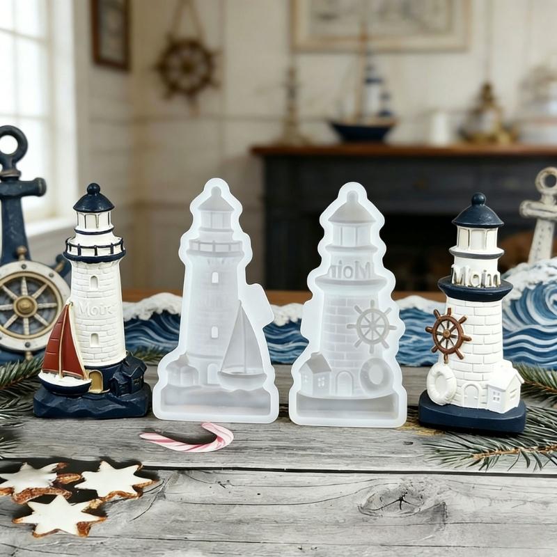 3D Lighthouse Silicone Molds For Making Candle Gypsum Sculpture Concrete Craft Holiday Present Epoxy Resin Project