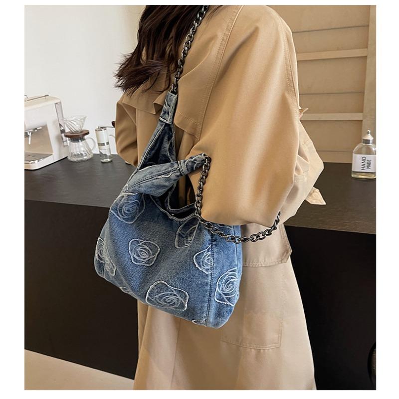 2025 New Denim Bag Female Casual Versatile Armpit Bag Lightweight Simple Shoulder Bag