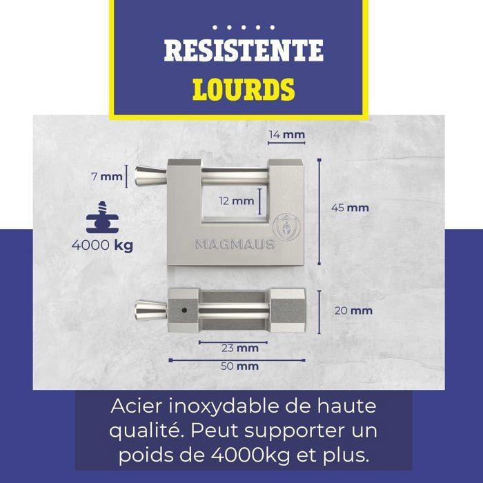 Cadenas - Magmaus - Haute Sécurité - Acier Inoxydable - Résistant Aux Intempéries - Anticorrosif