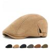 Unisex Autumn Winter Faux Suede Flat Cap British Vintage Ivy Cabbie Hat Men Women Adjustable Duckbill Beret Newsboy Cap