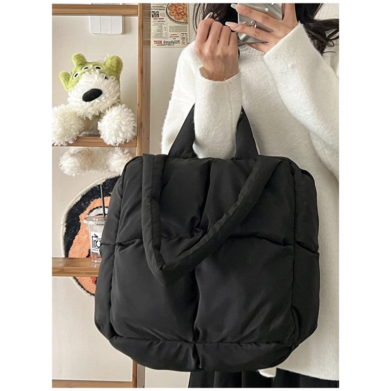 Autumn And Winter Bag Large Capacity Cotton Dress Bag Fashionable Versatile Shoulder Bag Down Bag Handheld Tote Bag