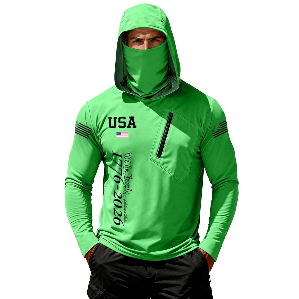 Camiseta Casual con Capucha de Manga Larga para Hombre con Protección Solar