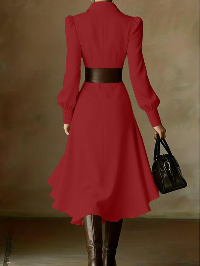 Autumn 2025 Elegant White Waist-Cinched French Formal Dress
