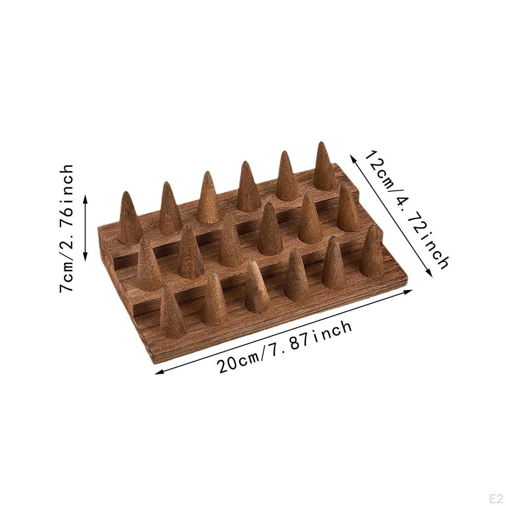 3 Tiers Wooden Finger Ring Stand Organizer for Trade Shows Smooth Surface Brown 7.8x4.7x2.7inch