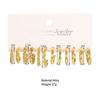 6Pairs/set Simple Gold Earrings Set for Women Retro Hoop Earrings Jewelry Accessories