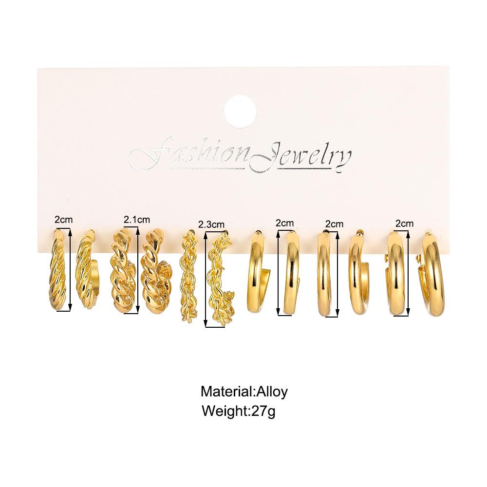 6 Paare/satz Einfache Gold Ohrringe Set für Frauen Retro Creolen Schmuck Zubehör