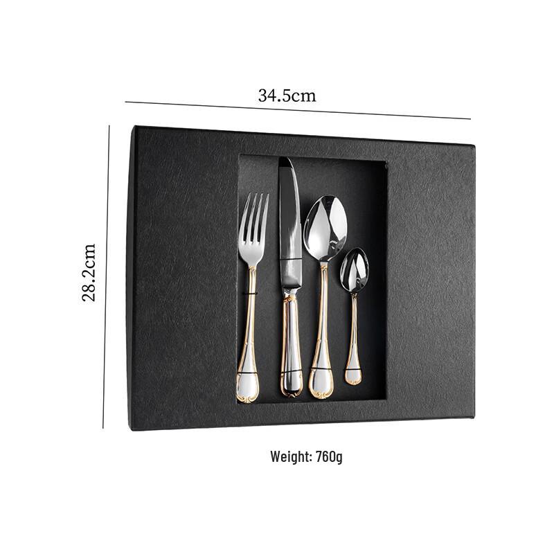 Abay 304 Stainless Steel Gold Rim 24-Piece Cutlery Set