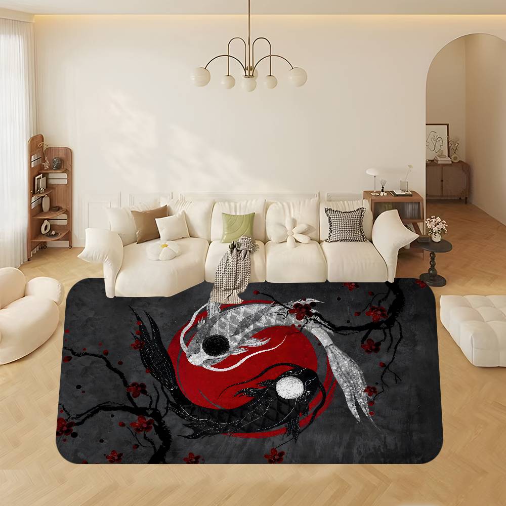 Chinese Tai Chi Bagua Yin Yang Door Mat Washable Non-Slip Living Room Sofa Chairs Area Mat Kitchen Bedside Area Rugs
