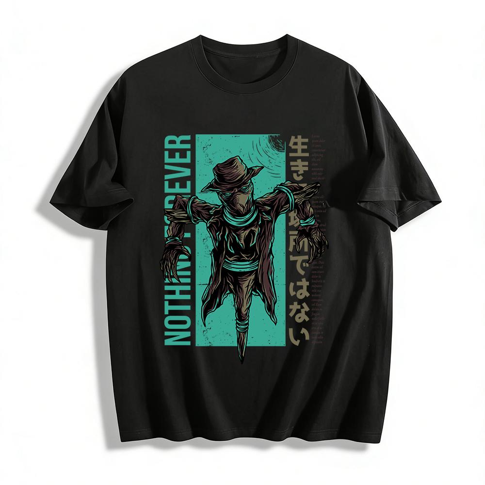 

Dark Plague Crow Scarecrow Print T-Shirt Cool Street Style Top Pure cotton T-shirt XXS