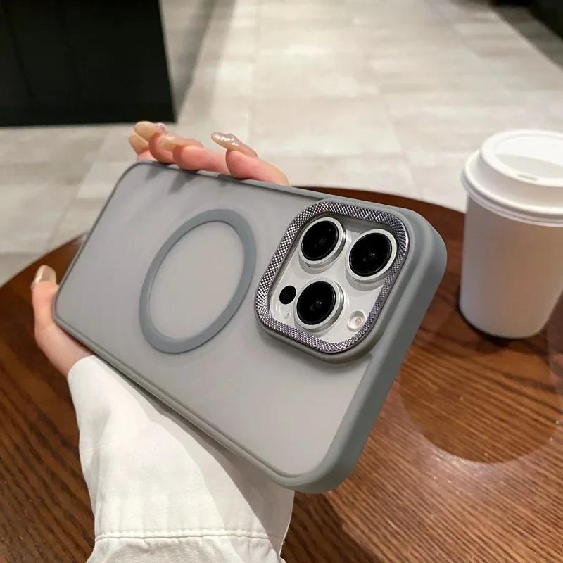 Luxury Matte Magsafe Wireless Charge Phone Case For iPhone 14 13 12 11 15 16 Pro Max Plus Soft Magnetic Bumper Protection Cover