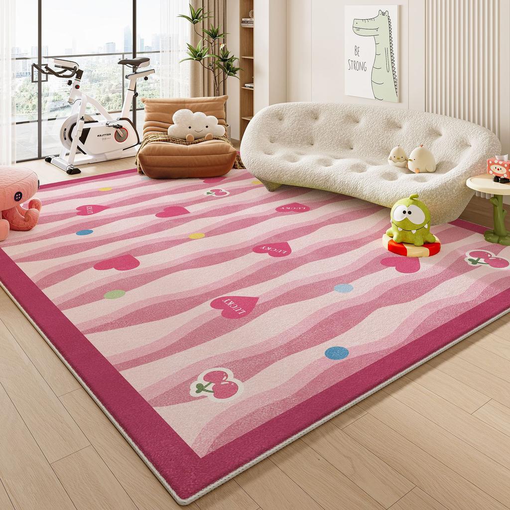 Kids Colorful Carpet Mat Rug Geometric Pattern with Cartoon Cat Soft Floor Mat for Children's Playroom Home Decoration Home Rugs