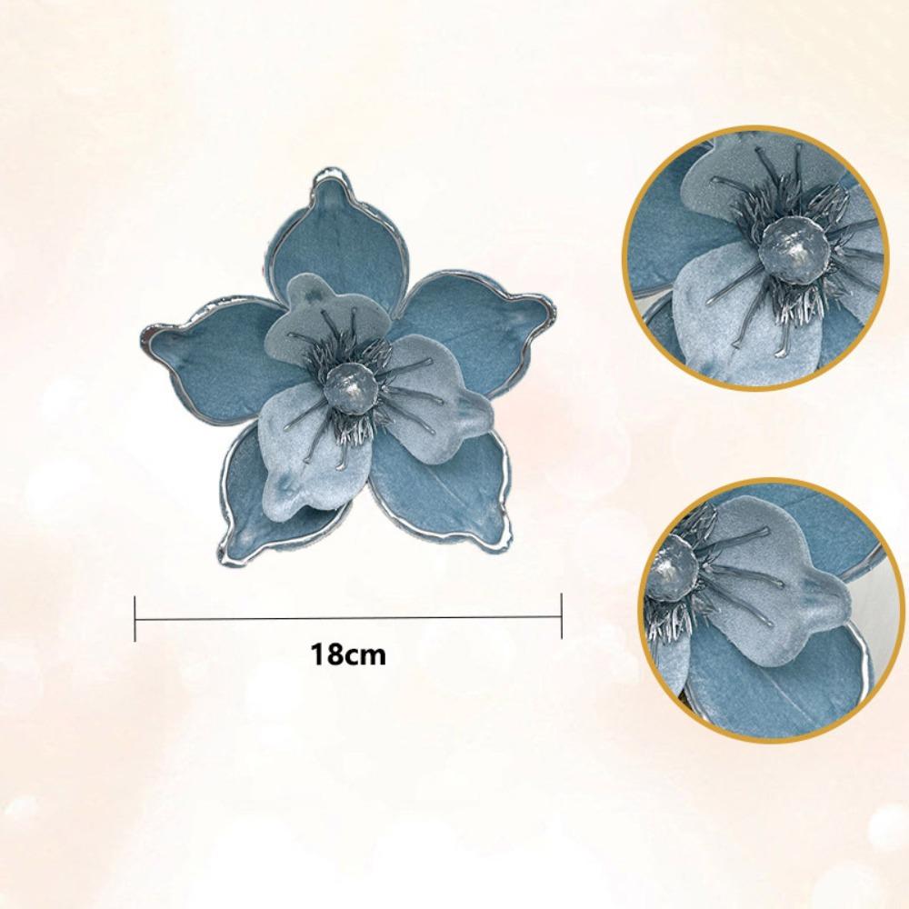 

Flannel Fabric Christmas Artificial Flowers Glitter 18cm Xmas Decorative Flowers DIY Plastic Glitter Fake Flower Christmas Decor