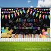 Colorful Crayons School Bus Backdrop for Back To School and Classroom Decorations