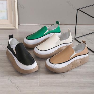 Women Fashion Loafers Slip-On Vulcanized Shoes Casual Wedge Heel Lightweight Woman Sneakers Thick Bottom Round Toe Sneaker Shoes