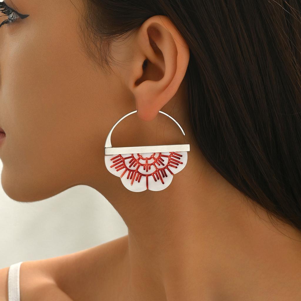Women's Earrings Geometric Oil Drop Flower Design Versatile High-end Stud Earrings Niche Ear Accessories