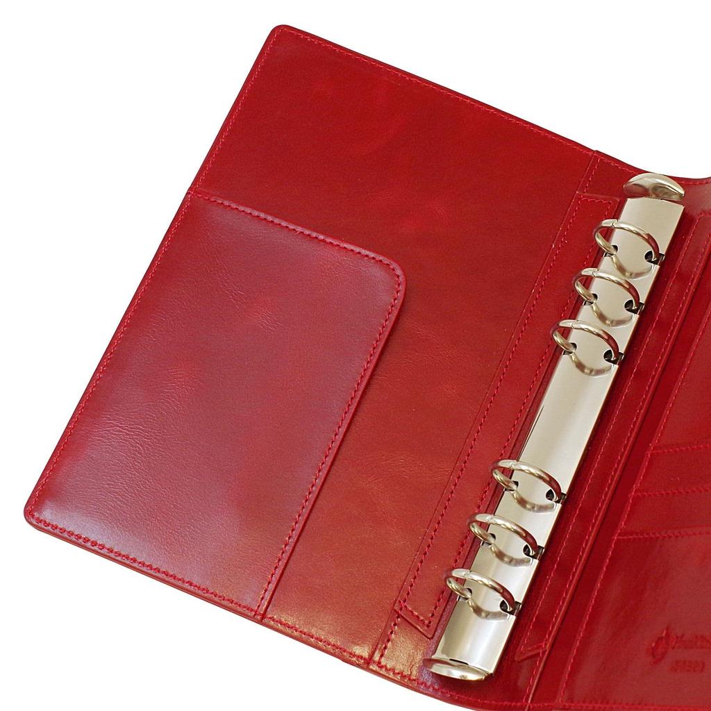 Franklin Planner Ordner aus glänzendem Leder, Kompaktformat, 20 mm, Rot, 64821