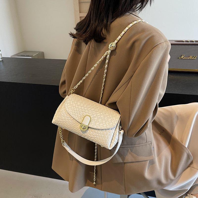 Tkana torba crossbody damska z łańcuszkiem 2025: Wszechstronna, Modna, Luksusowa Torba na Ramię w Stylu Francuskim