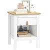 Nightstand With 1 Drawer Open Compartment PU Handle Side Table For Living Room Bedroom 45x40x55 Cm White