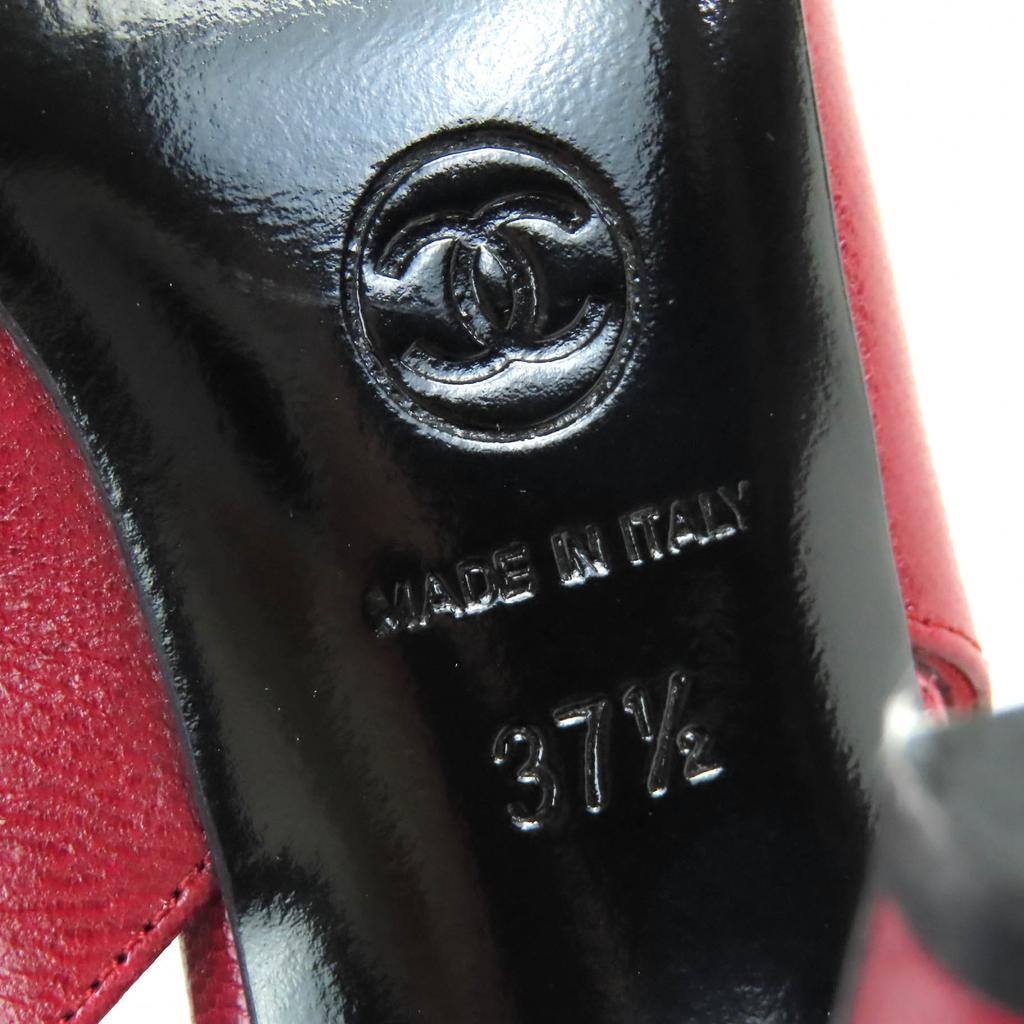 Excellent CHANEL COCO Mark two-tone leather slingback pumps leather37.5 G27344 Used