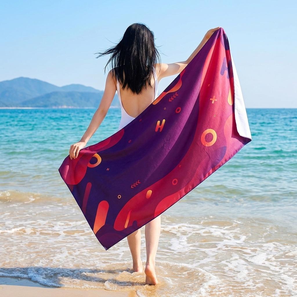 Double-Sided Plush Microfiber Beach Towel, 70x150cm - Quick-Drying, Skin-Friendly, Portable Shawl