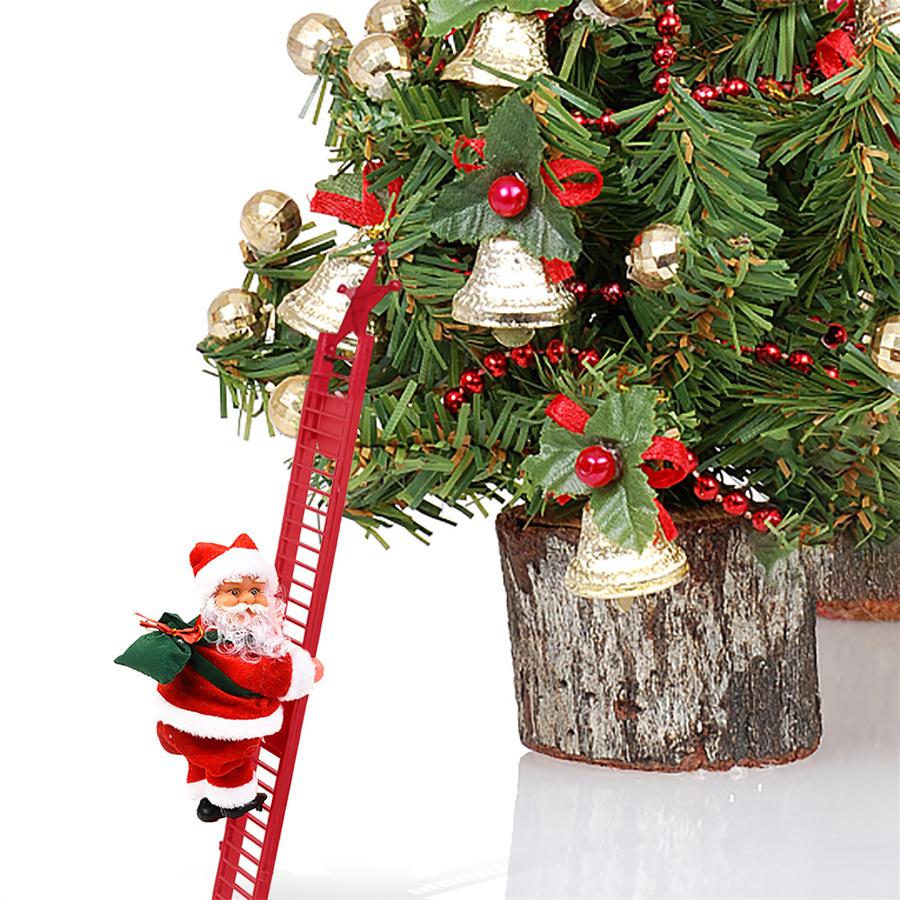 2021 NEW Electric Climbing Ladder Santa Claus Doll Party Musical Christmas Decor