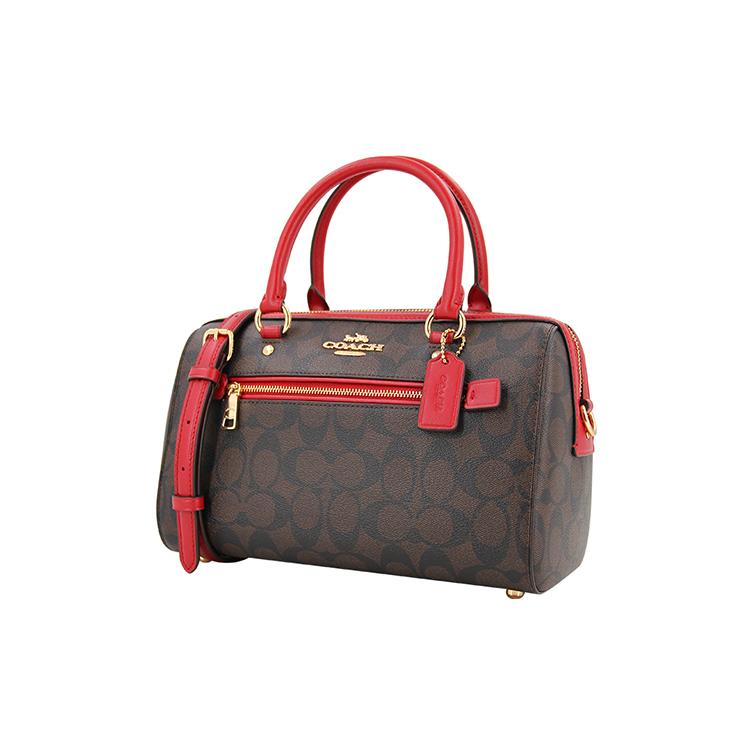 COACH Rowan Canvas With Leather Boston Bag, One Shoulder Handbag Large Women's 83607-IMRVQ