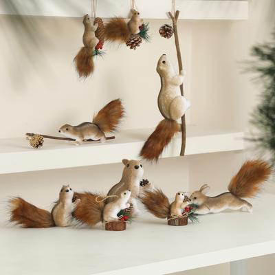 1 Stück niedlicher, realistischer Eichhörnchen-Weihnachtsbaumschmuck zum Aufhängen, Weihnachtsdekoration für Zuhause, Neujahrsgeschenk für Kinder