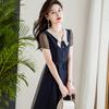 Women's A-Line Polo Collar Midi Dress