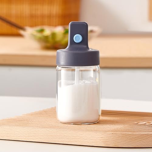ZASA Seasoning Containers, 262ml, Set of 3, Spice Bottles with Spoons, Tested by the Japan Food Analysis Center, Salt Shaker, Sugar Shaker, Spice Shak