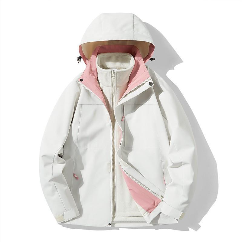 Mens Womens 3-in-1 Waterproof Windproof Insulated Outdoor Jacket With Removable Fleece Liner Hiking Skiing Camping