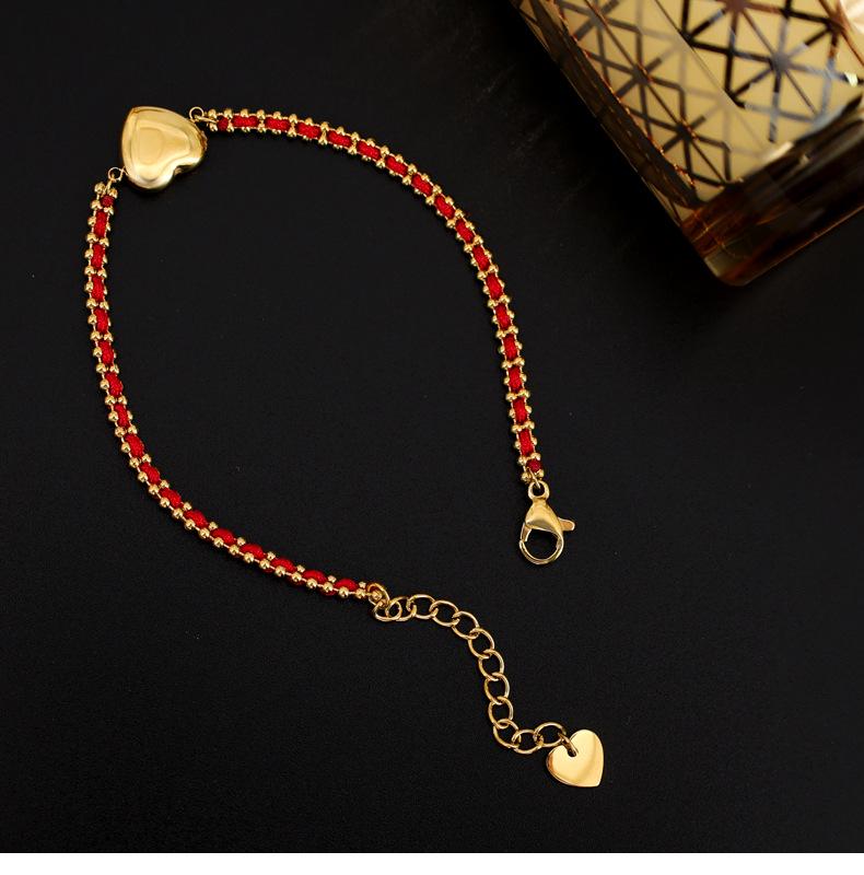 Pulsera Roja de Año Nuevo Tejida a Mano para Mujer con Cuentas Doradas - Regalo Tai Sui