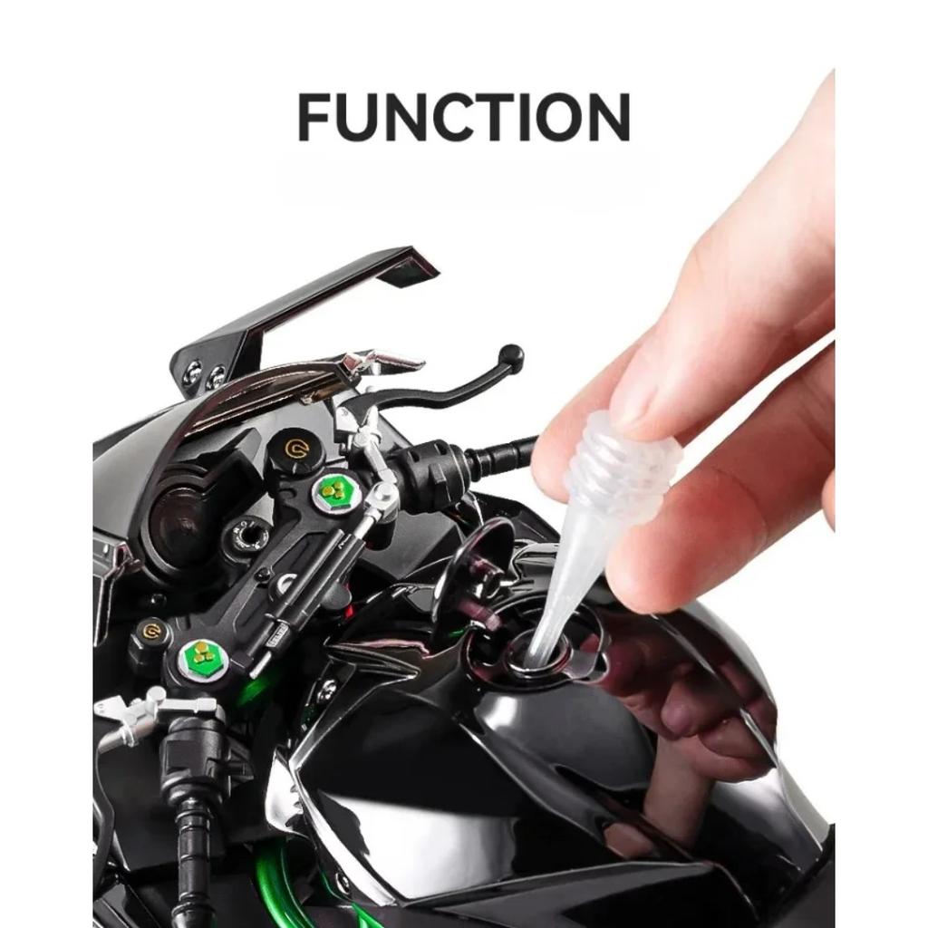 Diecast Spray 1/6 Kawasaki H2R Alloy Racing Motorcycle Model Sound and Light Bootable Motorbike Toy Birthday Gift for Boyfriend