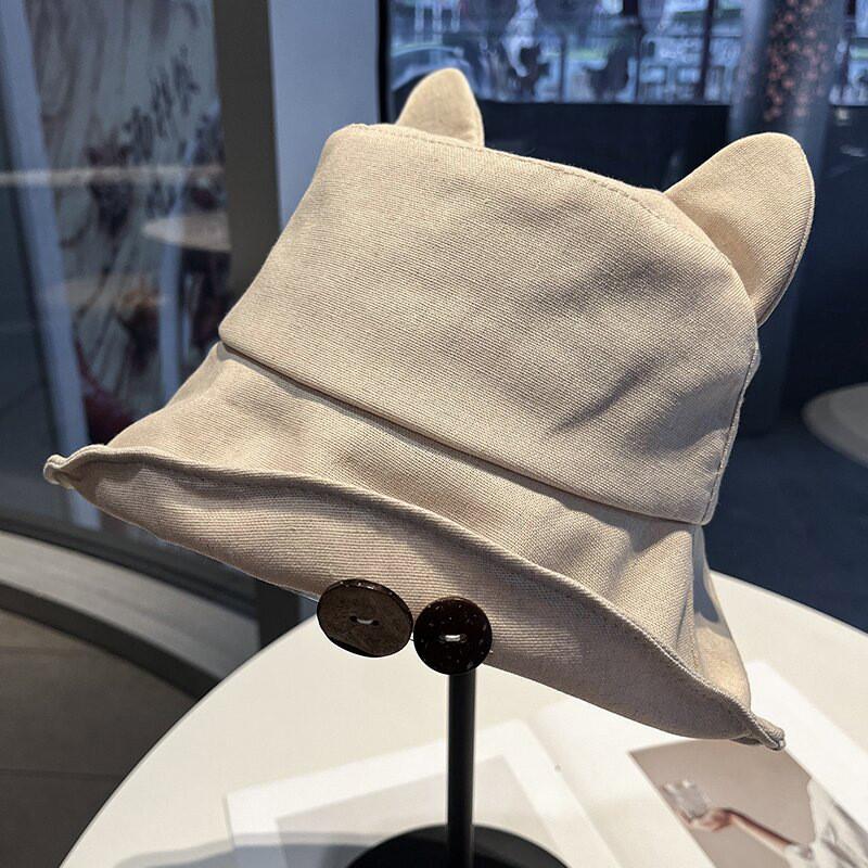 Summer Cat Ear Fisherman Hat With Sun Protection Adjustable Wide Brim For Casual Women