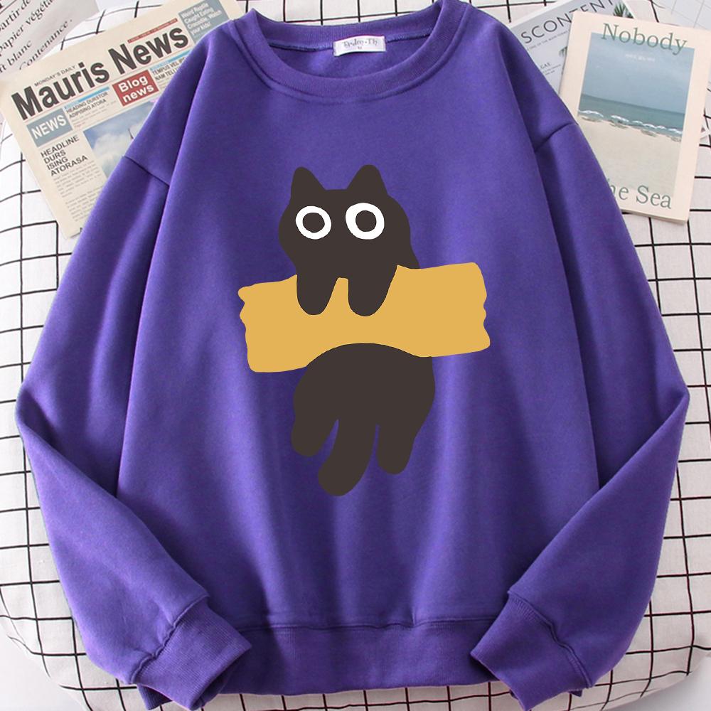 

Веселая липкая лента с милым принтом кота в виде мультфильмов, толстовка с капюшоном для мужчин и женщин, осенние новые толстовки с капюшоном с круглым вырезом, свободная одежда, свитшоты S