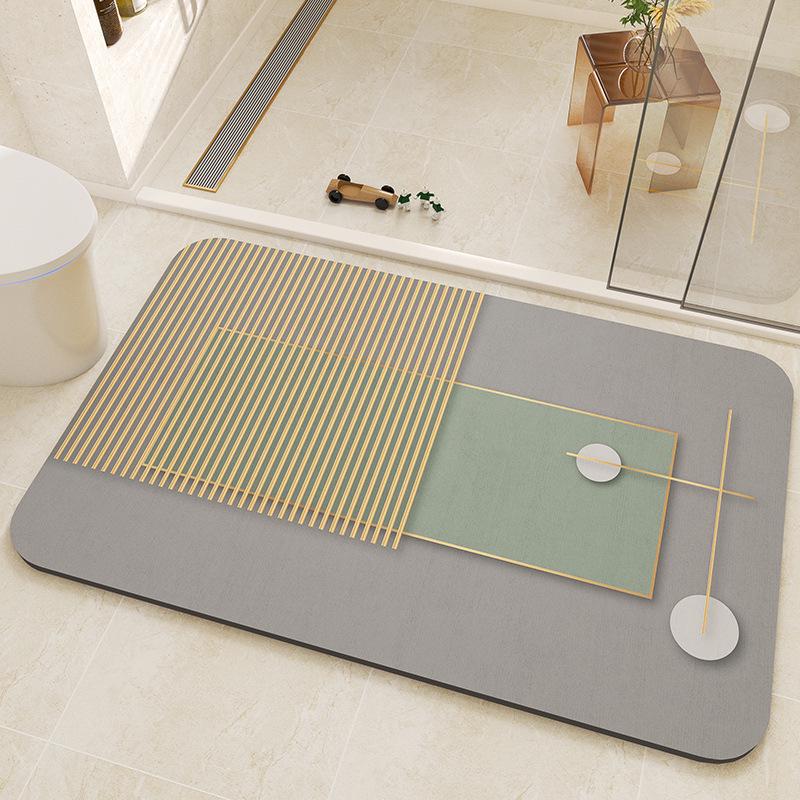 Geometric Diatom Mud Bathroom Mat - Dirt & Wear Resistant, Easy-to-Clean, In Stock