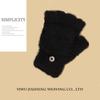 Korean-Style Half-Finger Cute Flip Gloves for Women - Imitation Cashmere, Autumn/Winter Warm Knitted Wool