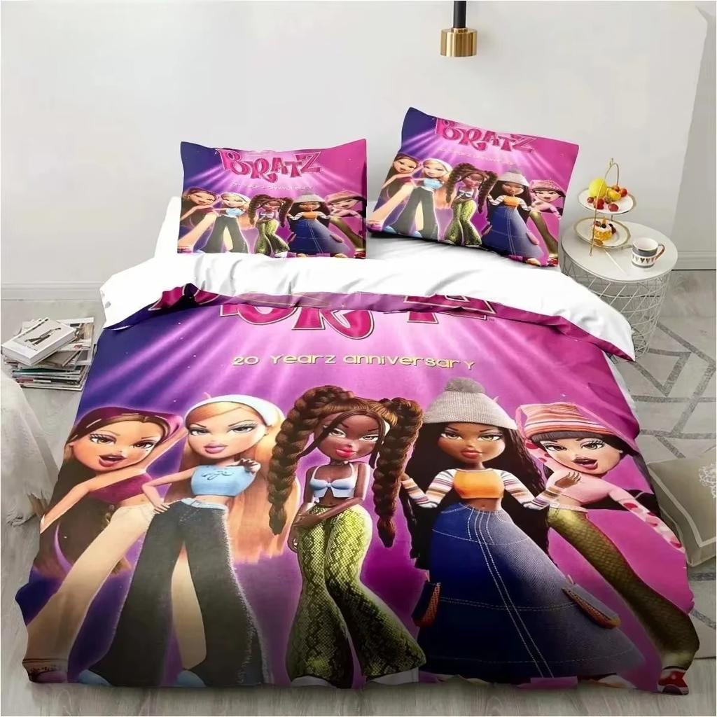 Cartoon B-Bratz 3D-Druck Kawaii Mädchen Bettwäscheset Einzelbett Twin Full Queen King Size Bettset Erwachsene Kind Mädchen Schlafzimmer Bettwäsche Geschenk