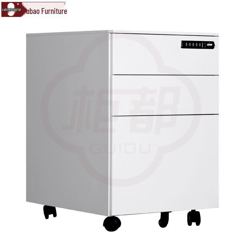 Three-Drawer Metal Mobile Filing Cabinet - Desk-Side A4 Steel Storage