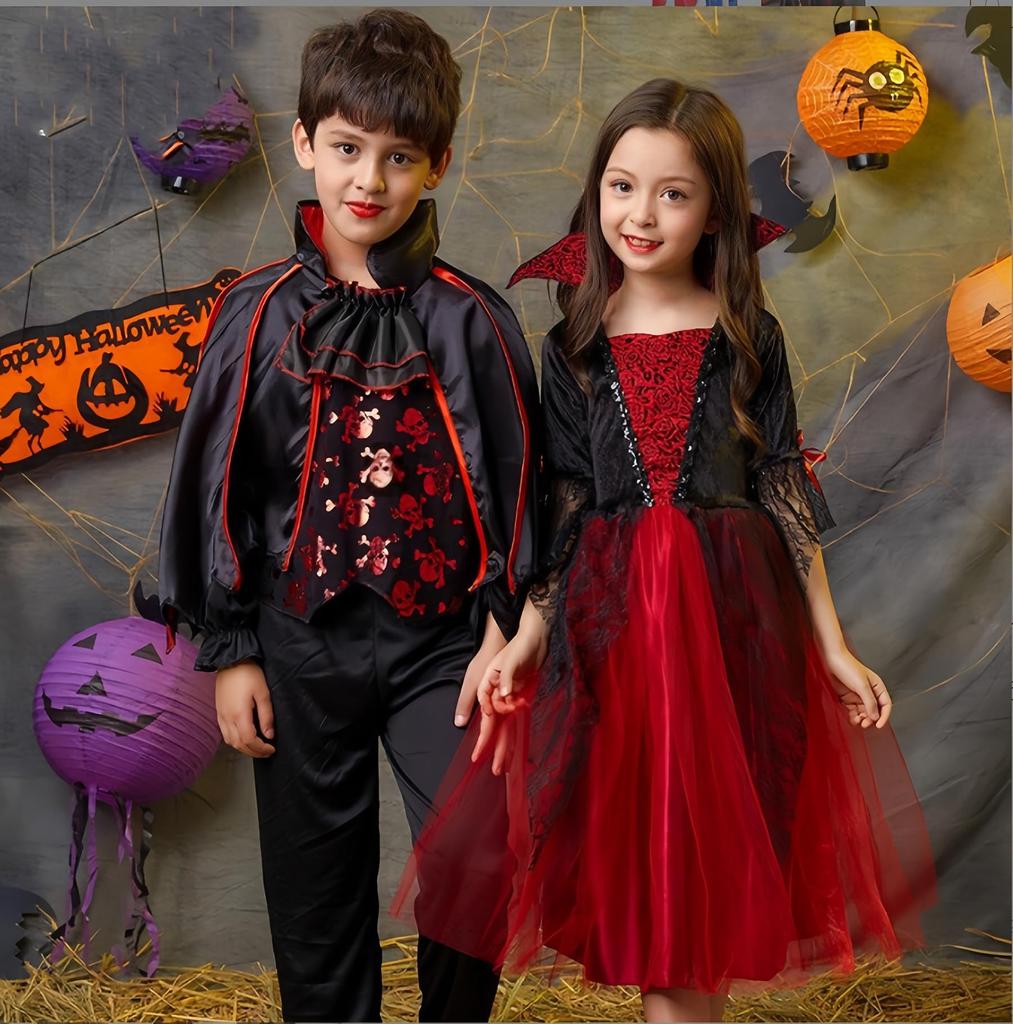 Lalapala Halloween Cosplay Vampire Costume for Devil Witch Vampire Cosplay Princess Kids Costume School Stage Birthday Gift Size Girls, Kids'