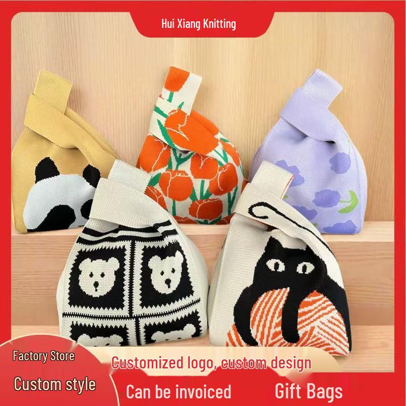 Festive Knit Souvenir Tote: Versatile Casual Handbag & Classic Storage Bag