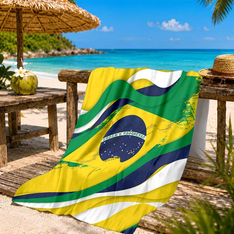 Brasilien Kunstwerk Gedrucktes Mikrofaser Strandtuch, Weich und Saugfähig, Schnelltrocknend, Ideal für Sommerreisen, Strand-Essentials, Schwimmbad