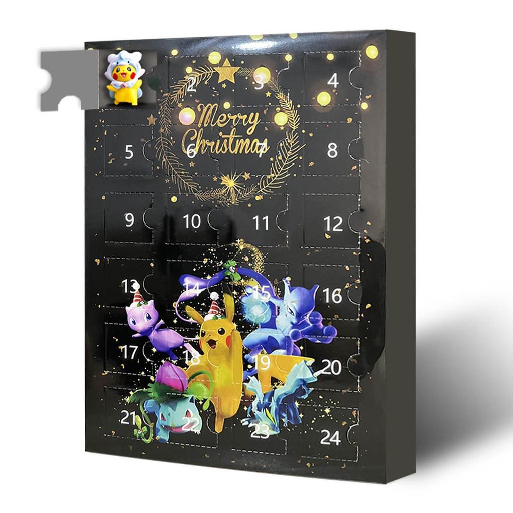Calendario dell'Avvento Pokemon 24 Giorni Conto alla Rovescia di Natale Scatola Regalo Blind Box per Bambini Ragazzi Ragazze Sorpresa Festiva