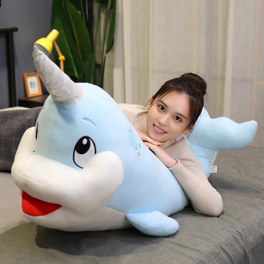 Narvalo Blu-verde Carino e Abbracciabile Peluche Balena Giocattolo Pesce Bambole per Bambini Regali di Compleanno Natale
