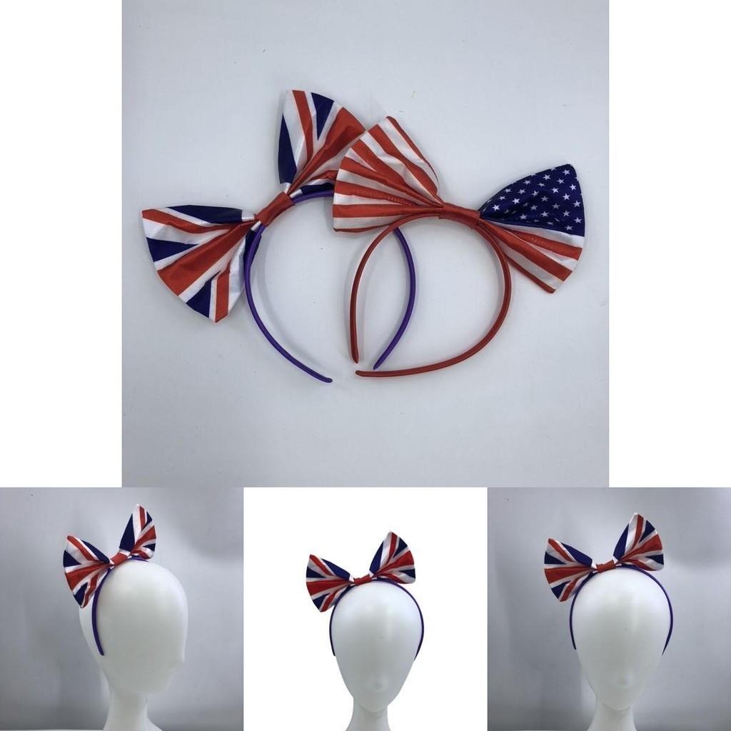 USA/England Fan Schleife Kopfschmuck Fußballclub Anhänger Karomuster Unisex Accessoire