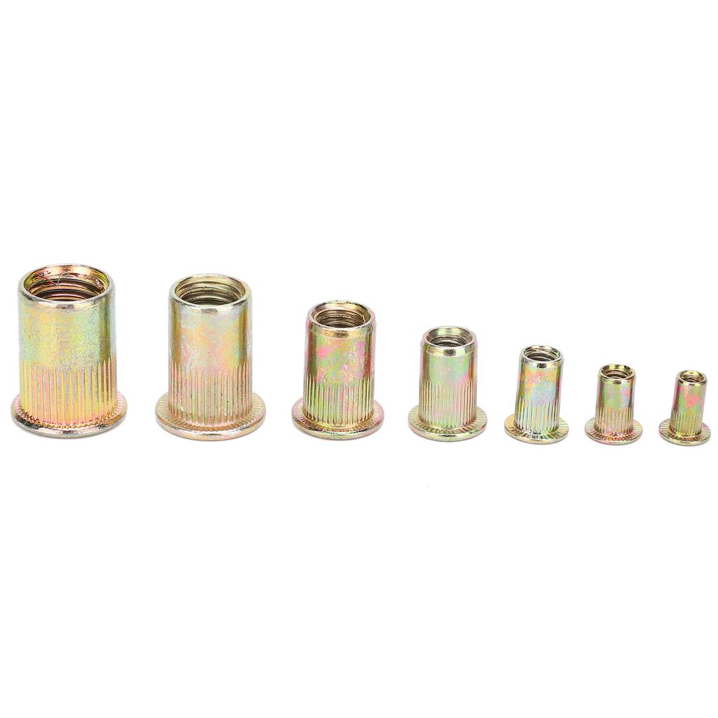 128Pcs Steel Rivet Nut ColorPlated Zinc Boxed M345681012 Combination Vertical Thread
