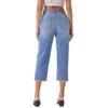 Pantalon Court Mode Taille Haute Classique Polyvalent en Denim pour Femmes