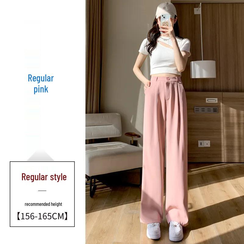 

Petite Women s Ice Silk Wide-Leg Pants - Summer Outfit for a Taller Look L (suggested 106-115 lbs)