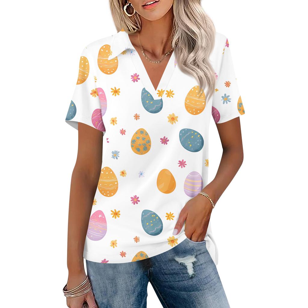 Mode Femme Décontracté Revers Manches Courtes Couleur Chemise Femme Hauts